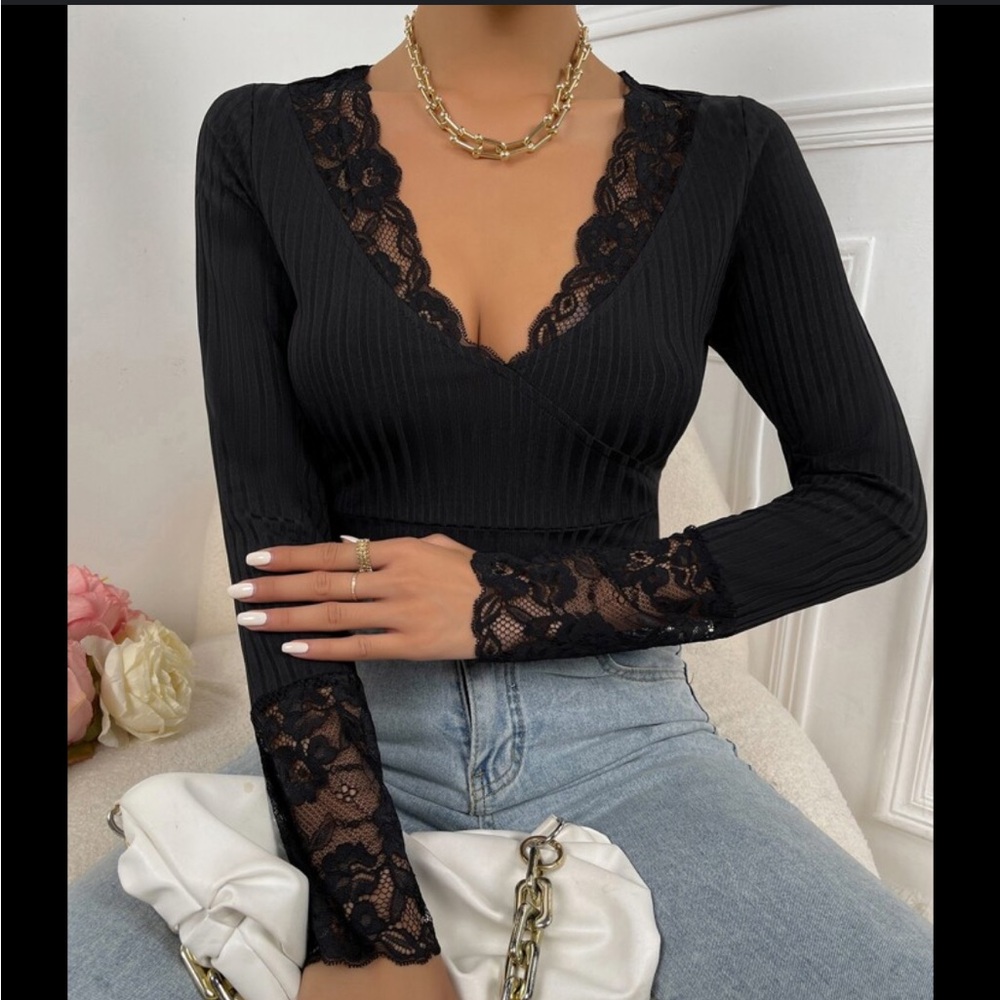 Shein Black Lace Top